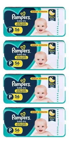 4un Pampers Baby-dry Hipoalergenico Pequeño X56unidades