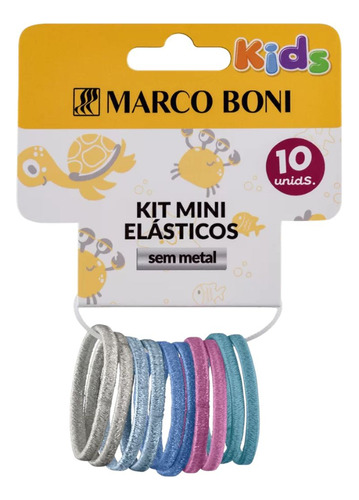 Kit 10 Mini Elásticos Cabelo Sem Metal Brilhante Marco Boni