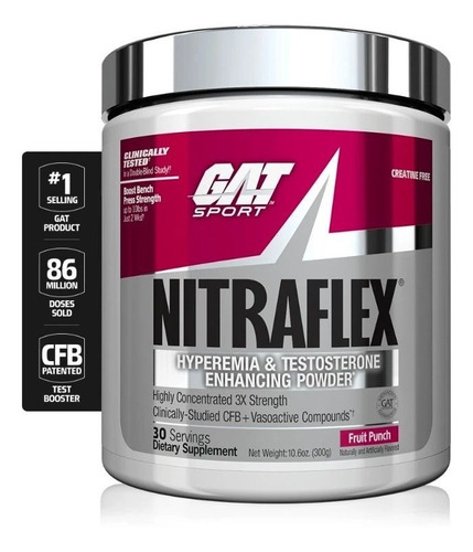 Pre Entreno Gat Nitraflex 300 G (oxido Nitrico) Dlc P9