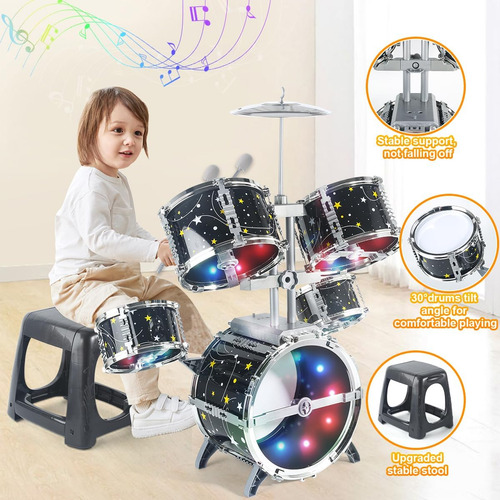 Juego De Batería Para Niños Pequeños De 1 A 3 Años, Instrume