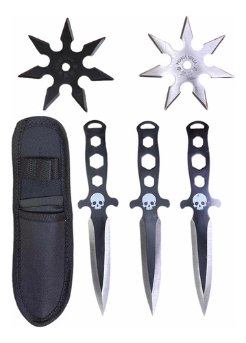 Kunai X 3 Calavera Con Estrellas Ninja