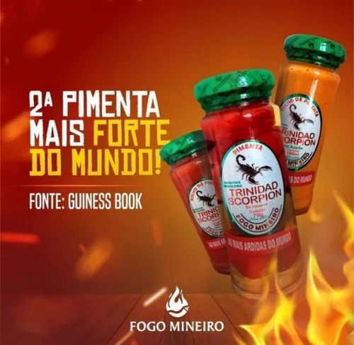 Molho Pimenta Trinidad Scorpion Fogo Mineiro + Ardida Mundo