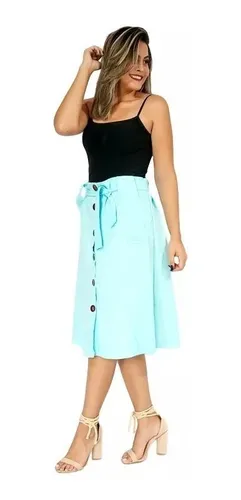 Saia midi best sale linho mercado livre