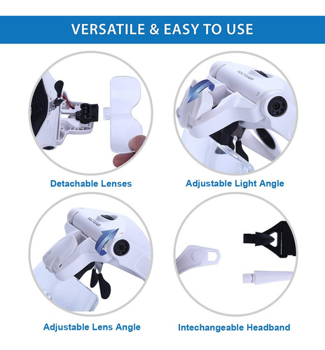 Lupa Led Recargable De Diadema Con Luz Para Joyería
