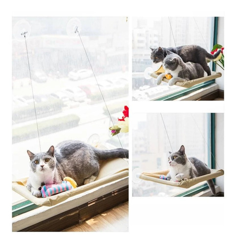 Imagen 4 de 9 de Cama Gatos Cuna Hamaca Ventana Descanso Colgante Ventosas