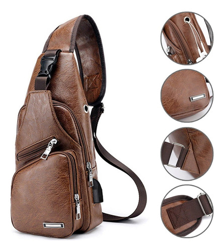 Bolso Bandolera De Cuero Para Hombre