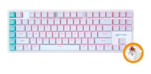 Teclado Mecánico Tkl, Hype Legend White Rebel L Brown Switch