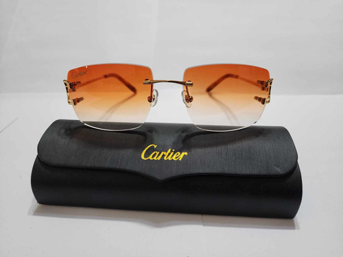 Lentes Gafas De Sol Cartier Gold Mica Naranja Originales