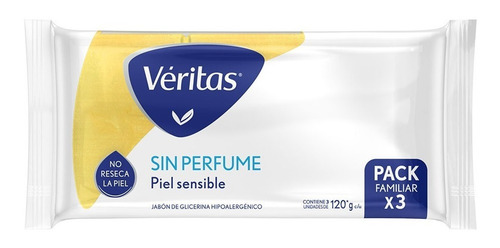 Jabon De Glicerina Sin Perfume Veritas 3 X 120 Gr