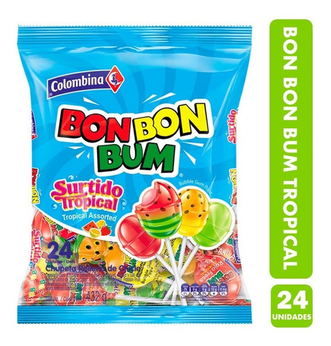 Bon Bon Bum Surtidos Tropical (bolsa Con 24 Un)