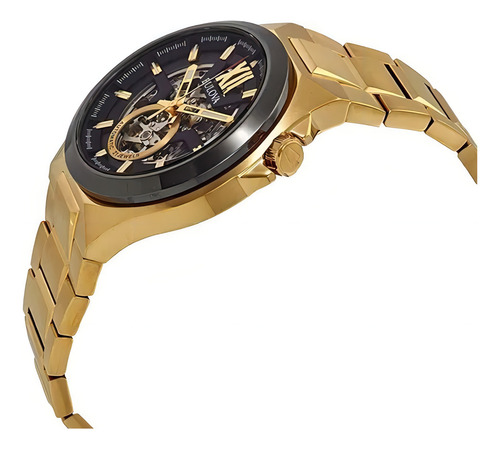 Reloj Bulova Analogico Caballero 98a178 Color de la correa Dorado Color del bisel Dorado Color del fondo Negro