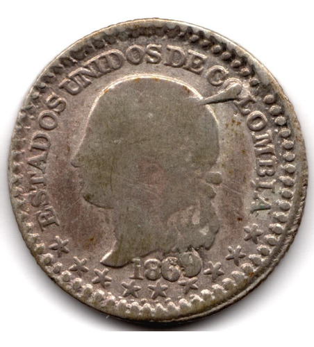 Medio Décimo 1869 Popayán Plata