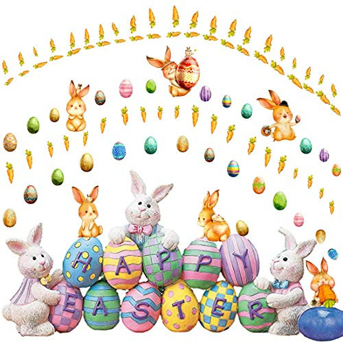 Adorable Pegatina De Pared De Conejo De Pascua (92 Pega...