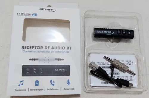 Receptor Bluetooth Netmak Auxiliar Stereo Auto - Auriculares