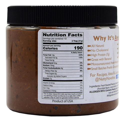 Nutty Novelties Mantequilla De Maní Con Chocolate - Alta Pro