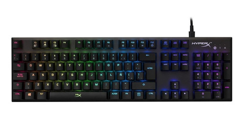 Imagen 1 de 2 de Teclado gamer HyperX Alloy FPS RGB QWERTY Kailh Silver Speed español color negro con luz RGB