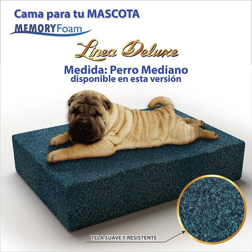 Cama Deluxe De Memory Foam C/funda Lavable P/perro Mediano