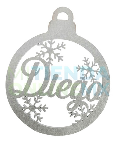 Kit 16 Esferas Navidad Personalizada Nombre Color Plata 10cm