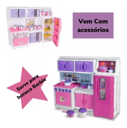 Comprinhas da Barbie Tour Pela Nova Cozinha Review Geladeira e Fogão 