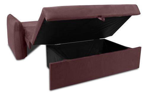 Sofá Cama Para Sala De Estar Zaia Com Baú Veludo Matrix Cor Rose