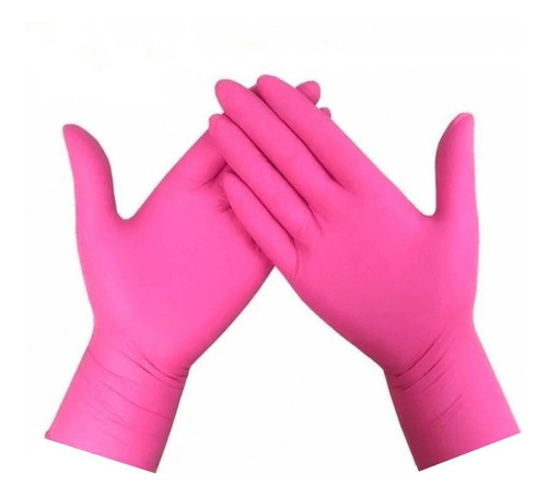 Luvas descartáveis UniGloves Clássico cor rosa tamanho  M de látex com pó x 100 unidades 