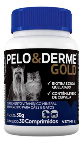 Suplemento Pelo & Derme Gold Perros Y Gatos 30comprimidos Np