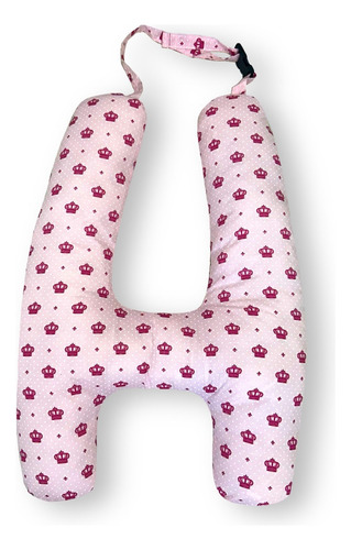Almofada De Dormir De Carro Em Forma H Com Encosto De Cabeça Cor Coroa Rosa Desenho Do Tecido Estampado