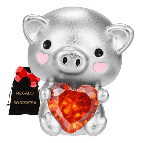 Charm Plata 925 Puerquito Cochinito Amor Corazón Swarovski E