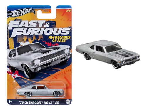 Hot Wheels 1:64 Rapido & Furioso 70 Chevrolet Nova Ss Color Gris