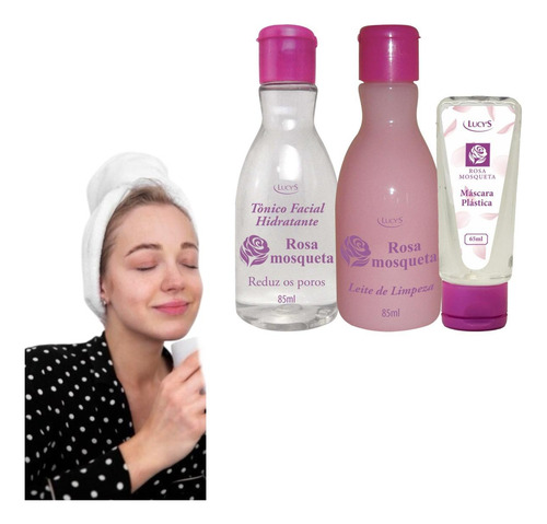 Máscara Plástica Leite Limpeza E Tônico Facial Rosa Mosqueta