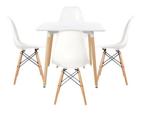 Juego Comedor Eames Mesa 4 Sillas Mdf Negro