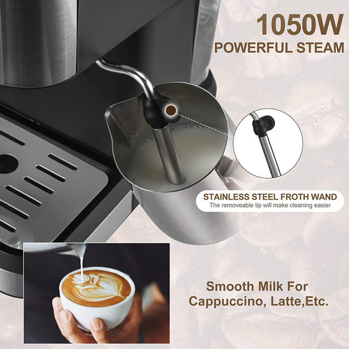 Cafetera Con Capuchino Con Leche. Máquina Todo En Uno, Barra