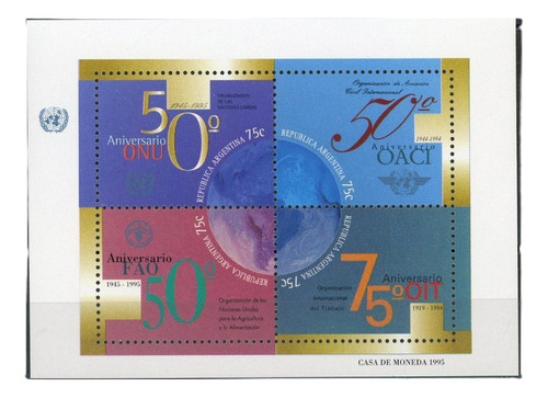 1995 50° Aniversario Naciones Unidas - Argentina Mnh