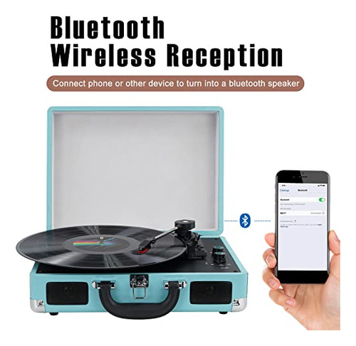 Tocadiscos Bluetooth Vintage Pack: Porttil, 3 Velocidades