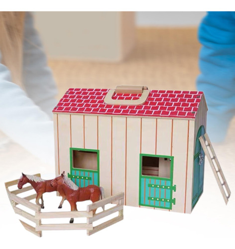 De Caballos De Madera En Miniatura, Casa De Muñecas, Mesa