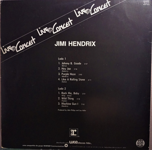 Lp Jimi Hendrix - Live In Concert (1977) Vinil (Usado)