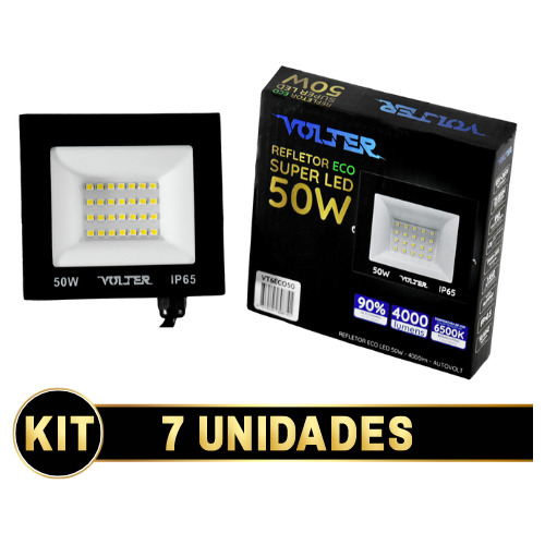 Kit 7 Refletores Holofote 50w Prova Dagua Frio 4000 Lumens