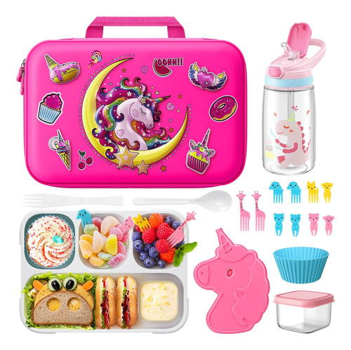 Fiambrera Unicornio Niñas Bolsa De Almuerzo Set De Fia...