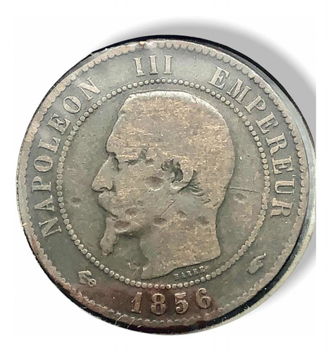 Antigua Moneda Francés 1856 D 10 Cêntimos Cobre Napoleón Iii (Usado)