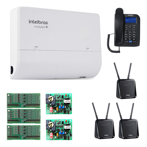 Kit Pabx Modulare+ 3 Linhas Chip 12 Ramais Tp 2000 Icw 4002