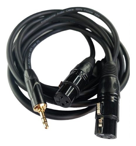 Cable Audio Plug 3.5 Mm St A 2 Xlr Hembra Cobre Ofc 3 Mtrs