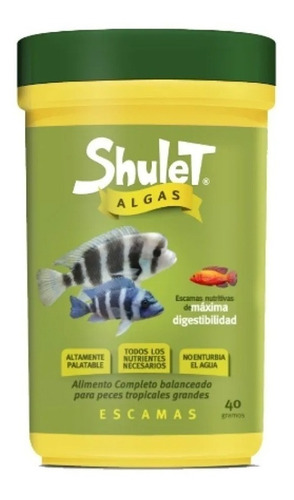 Shulet Algas Alimento Para Peces En Escamas 40 Gramos