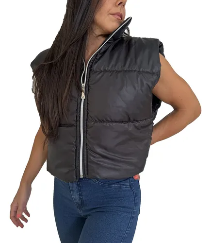 Chaleco Puffer Inflable Corto Mujer Moda Abrigo