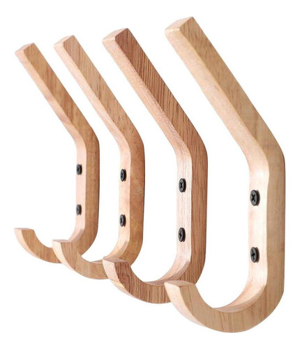 4 Uds Ganchos De Pared Rústicos Colgador De Madera Natural