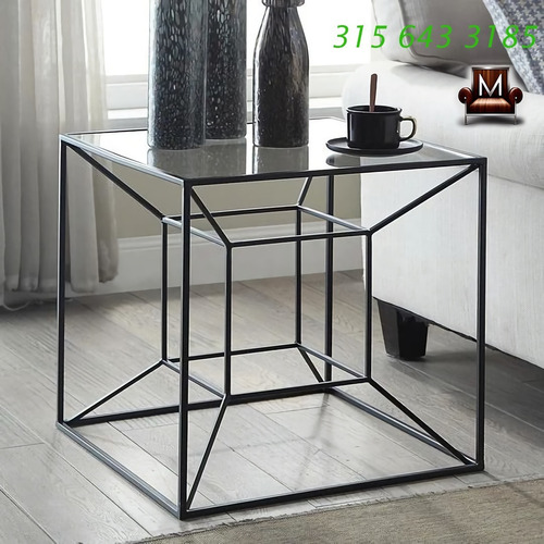 Mesa Auxiliar 4d Moderno Elegante Metal Vidrio