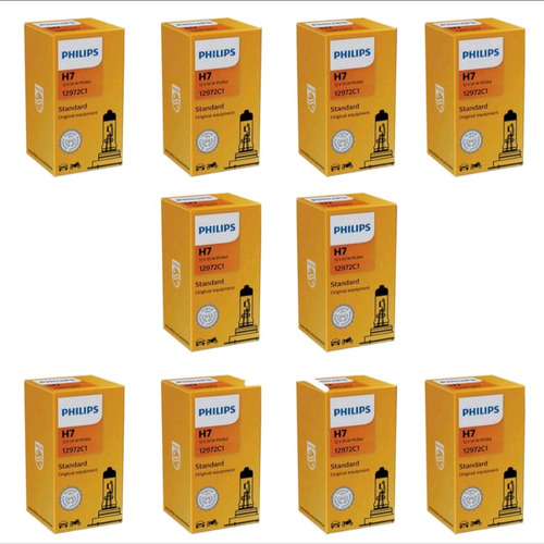 Kit 10 Lâmpadas De Farol H7 55watts 12volts Original Philips