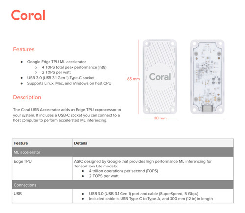 Coral Usb Accelerator + Coral Camera Module 5mp Sensor
