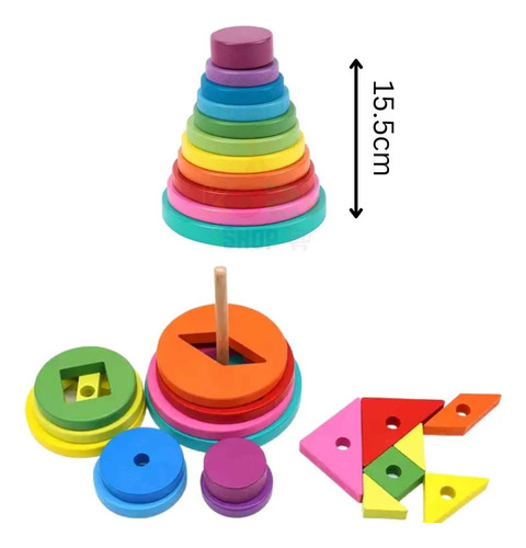Torre Encaje Apilable  Colores Montesori Infantil Didáctico