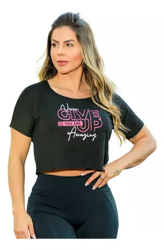 Moda Fitness Romance Camisetas Blusas Cropped Feminino