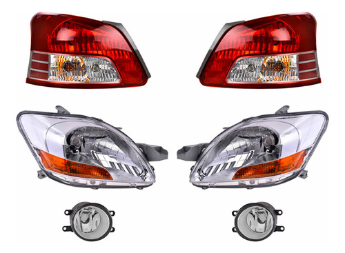 Paq Calaveras Y 4 Faros P/ Toyota Yaris 2007/2015 Depo